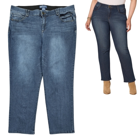 Democracy Absolution Straight Leg Indigo Jeans Tummy Control Stretch - Picture 1 of 8